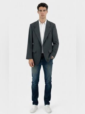 CHRISTIAN DIOR Vintage 80’s Charcoal Gray Wool Blazer Size 44L